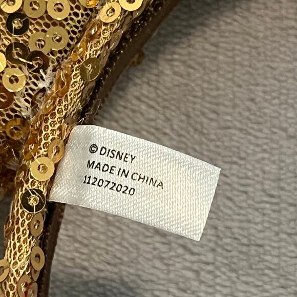 Disney Gold Red Sequin Reindeer Mickey Mouse Ears Christmas Holiday Neon Tuesday - Picture 6 of 6